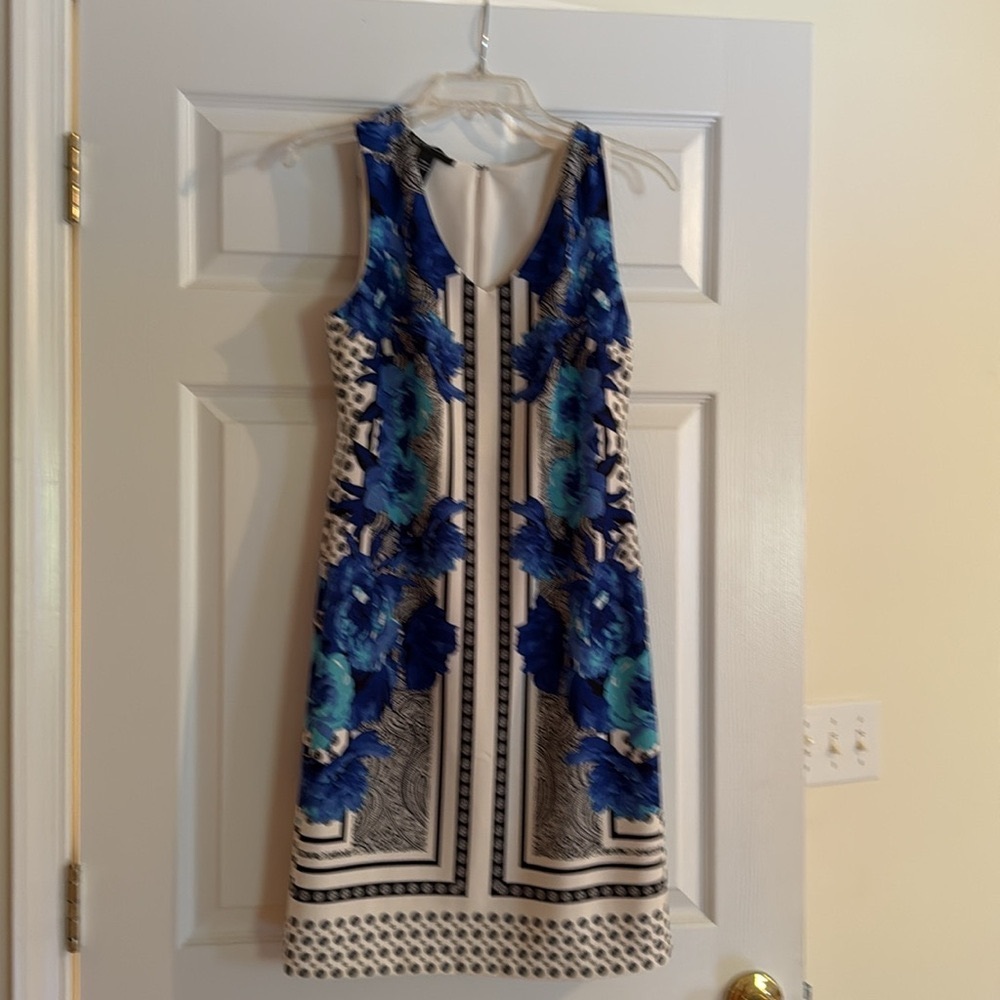 INC International Concepts Blue and Black Floral Pencil dress